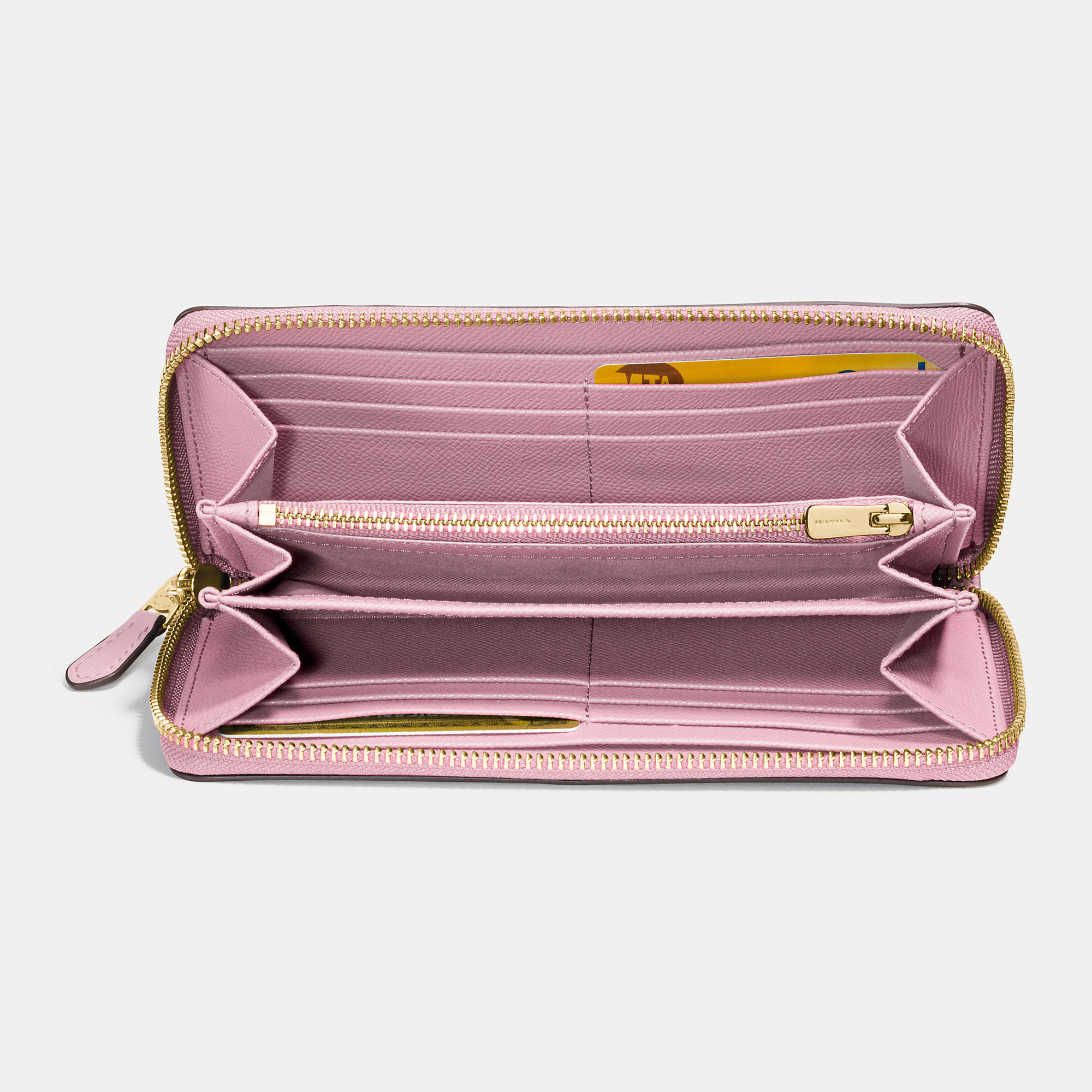 European Style Coach Accordion Zip Wallet In Signature Embossed Leather  European Style Coach Accordion Zip Wallet In Signature Embossed Leather